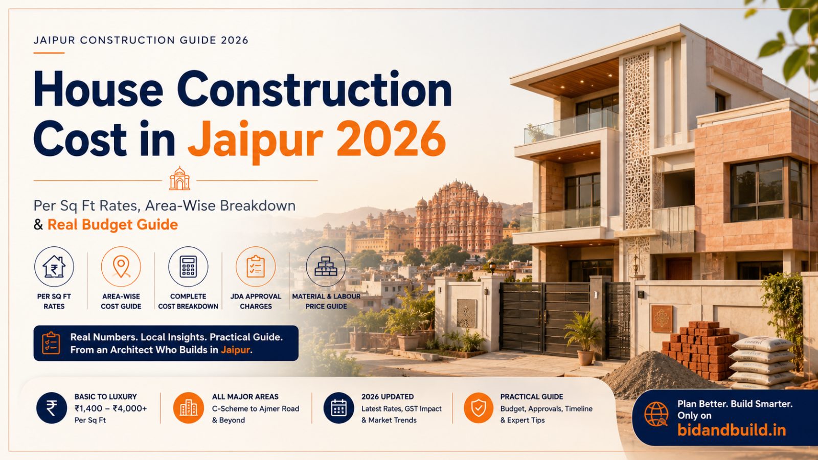House Construction Cost in Jaipur 2026: Per Sq Ft Rates, Area-Wise Breakdown & Real Budget Guide