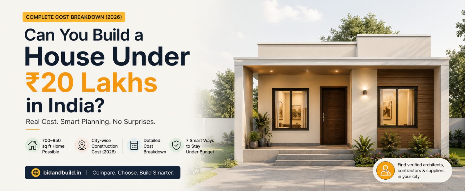 Can You Build a House Under ₹20 Lakhs in India? Complete Cost Breakdown (2026)